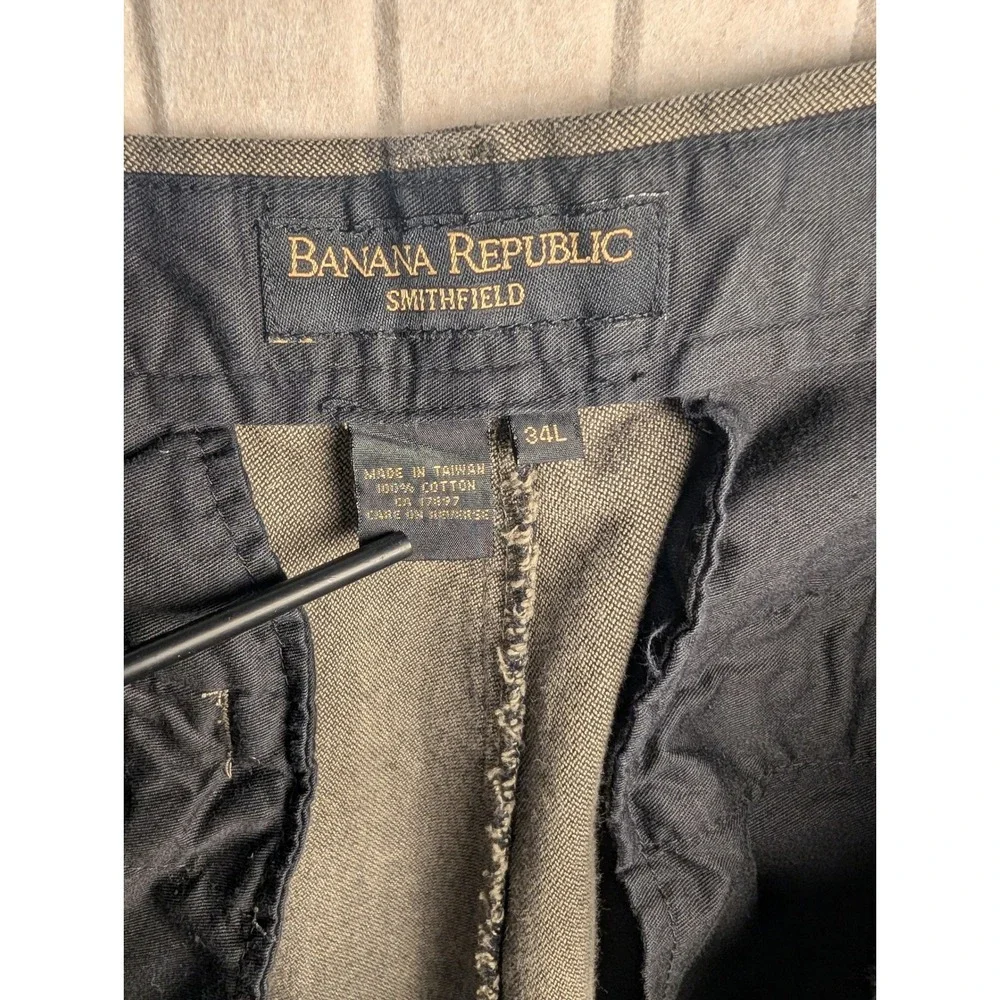 Banana Republic Chino Pants Mens 34L Olive Vintage Pleated Smithfield Excellent